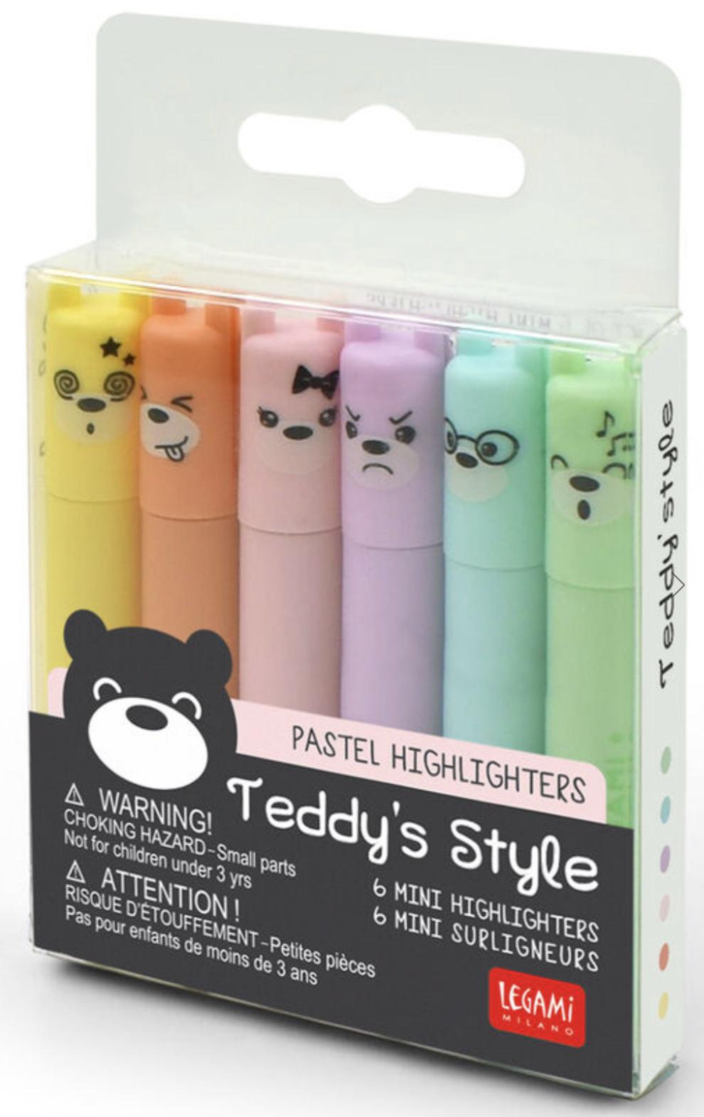 Legami Teddy's Style - Set di 6 Mini Evidenziatori Pastello